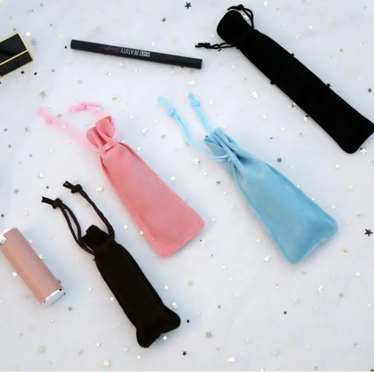 20pcs/lot Rectangle Drawstring Lipstick Bag Travel Makeup Pouch Women Jewelry Make Up Organizer Velvet Storage Bags