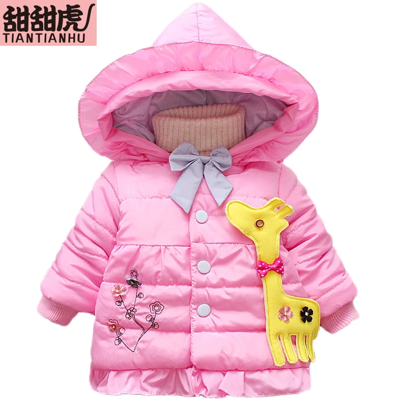 Зимнее пальто с цветочным рисунком для маленьких девочек куртки Верхняя одежда