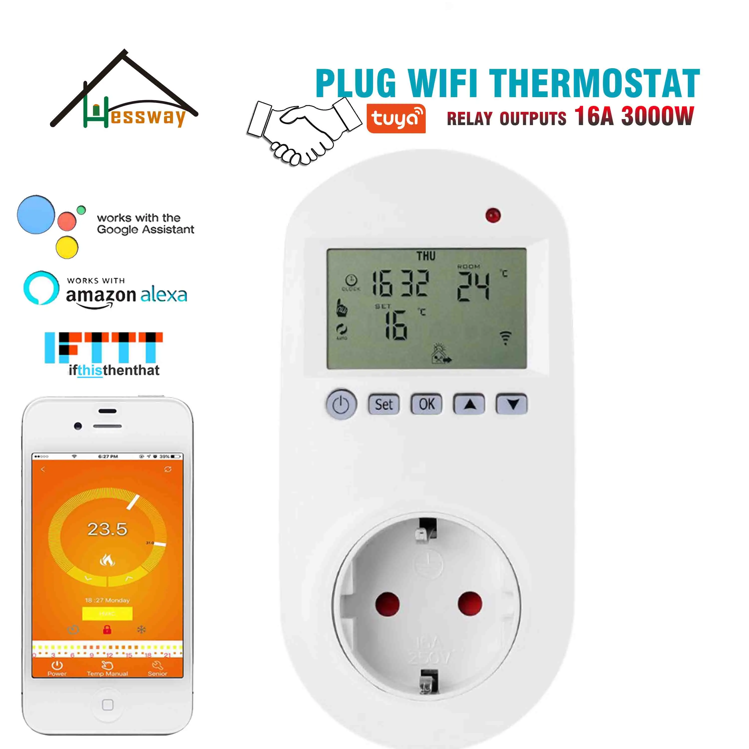 Розетка HESSWAY TUYA с Wi Fi 16 А для электрического нагрева|Запчасти
