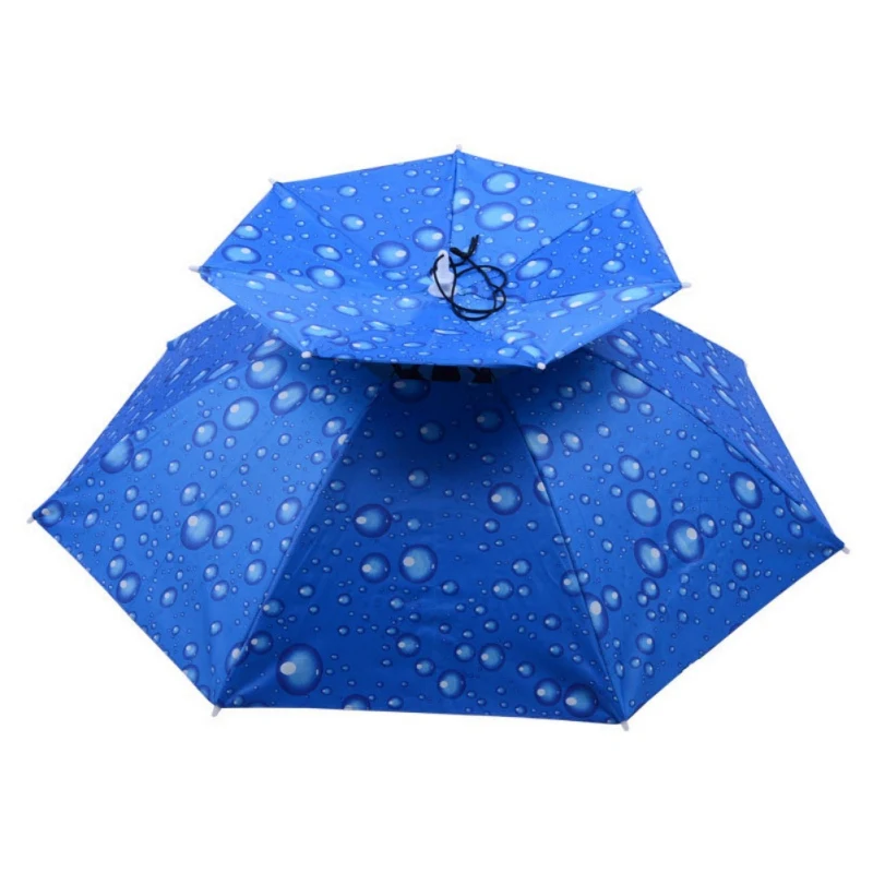 

Outdoor Fishing Umbrella Hat Large Double Layer Sunshade Rain Cap Folding Anti-UV Hands Free Headwear Cap Hat