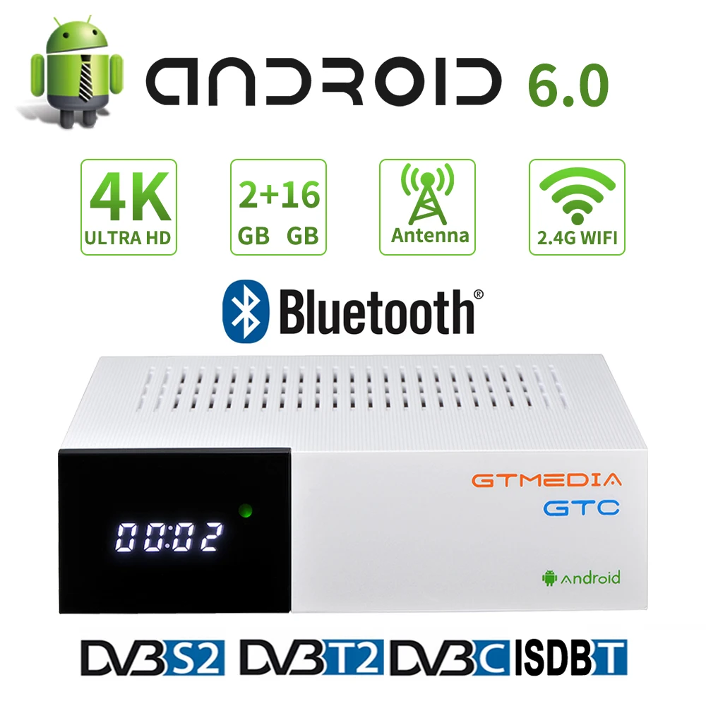ТВ приставка Gtmedia GTC DVB combo + Android 6 0 2 4 ГГц Wi Fi 16 Гб|Спутниковое ТВ| |
