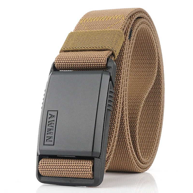 G Dark khaki 1 Мужской нейлоновый тактический ремень, Одноцветный холщовый ремень с пряжкой, мужской ремень для занятий спортом на открытом воздухе, повседневный ремень для диких женщин, роскошный ремень - Цвет: G Dark khaki 1