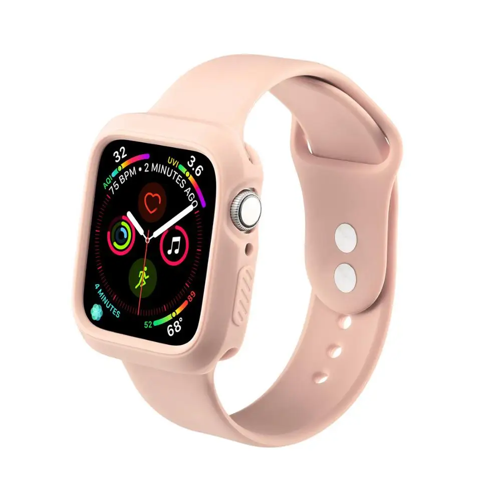 Color15 ProBefit Soft Silicone Bumper Watch Case+ WatchBand for Apple Watch 3 2 1 42MM 38MM Rubber Watch Strap for iWatch 5 4 40MM 44MM - Цвет ремешка: Color15