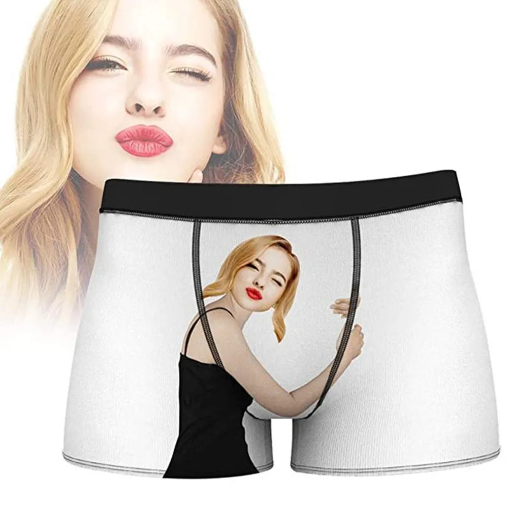 Custom Boxers with Photo/Text/Name Men's Funny Personalized Briefs Cotton  Underwear Stretchy Boxer Shorts Novelty Gift for Boyfr