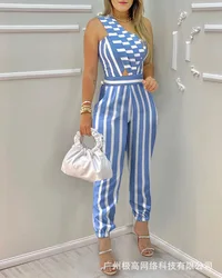 Combinaison rayée asymétrique pour femmes, nouvelle collection 2022 