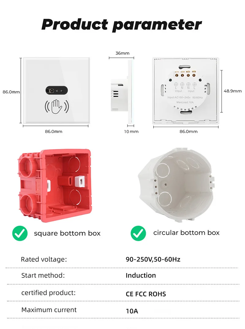 Smart Light Switch Infrared Sensor NO Touch Wall Panel EU/US LED Button Panel Light Switch Smart Home Automation Module Sensor