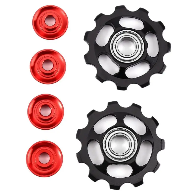 

2Pcs 11T Cycling Bicycle Parts Aluminum Alloy Bicycle Derailleur Bike Bearing Jockey Wheel Rear Derailleur Pulleys