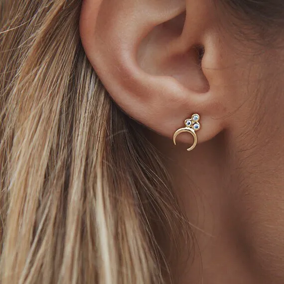2020 Golden Fashion New Simple Cute Three-Rhinestone Earrings Jewelry For Women Girl Gift Stud Party Wedding | Украшения и