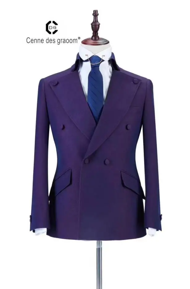 Purple Повседневные Модные мужские костюмы из 2 предметов, одежда для жениха на свадьбу, тонкие лучшие мужские костюмы на заказ, деловые официальные костюмы - Цвет: Purple
