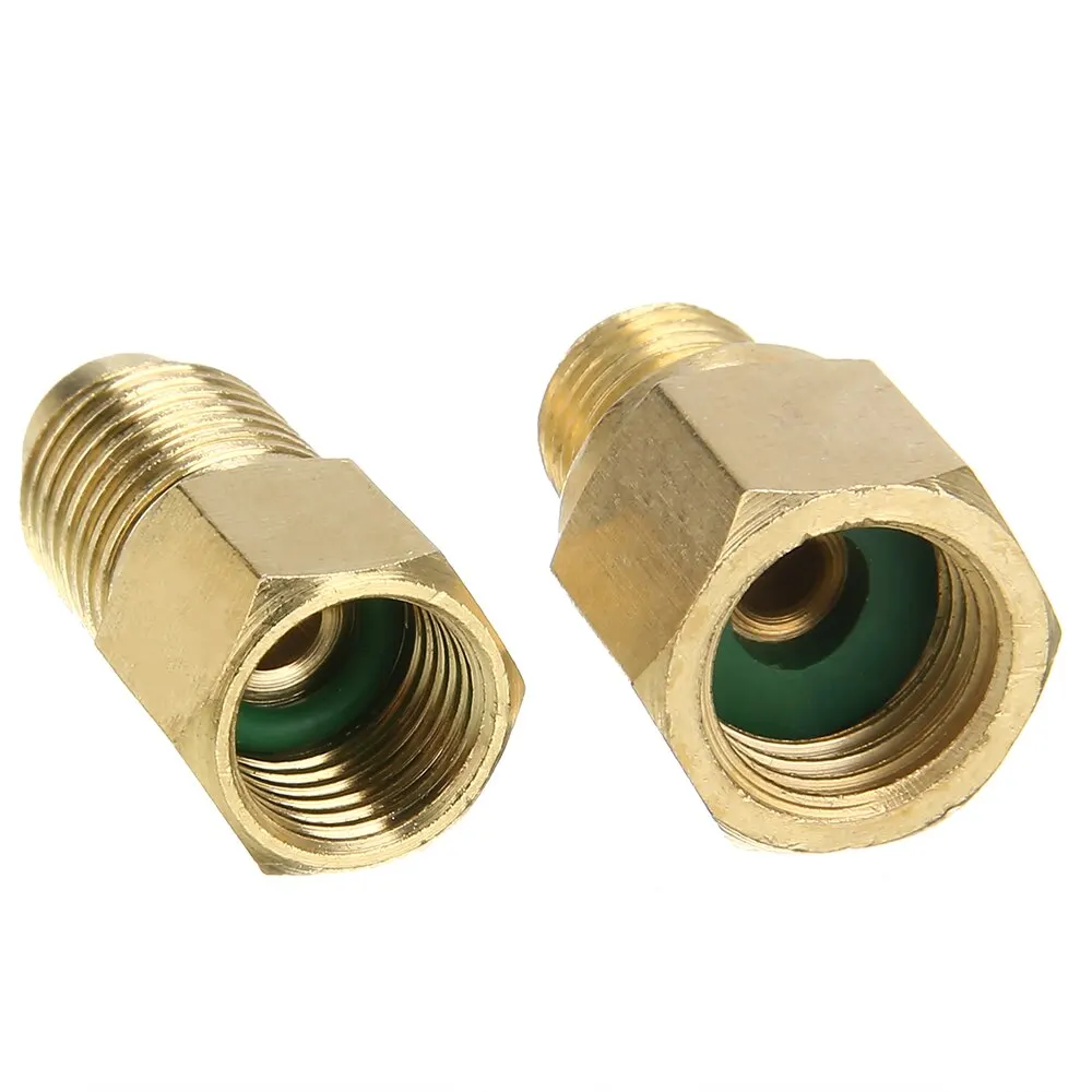 2PCS Auto R134 to R12/R12 to R134a Brass Heavy Duty Tank Vacuum Pump Adapter Set Alloy Refrigeration Adapter FJC INC
