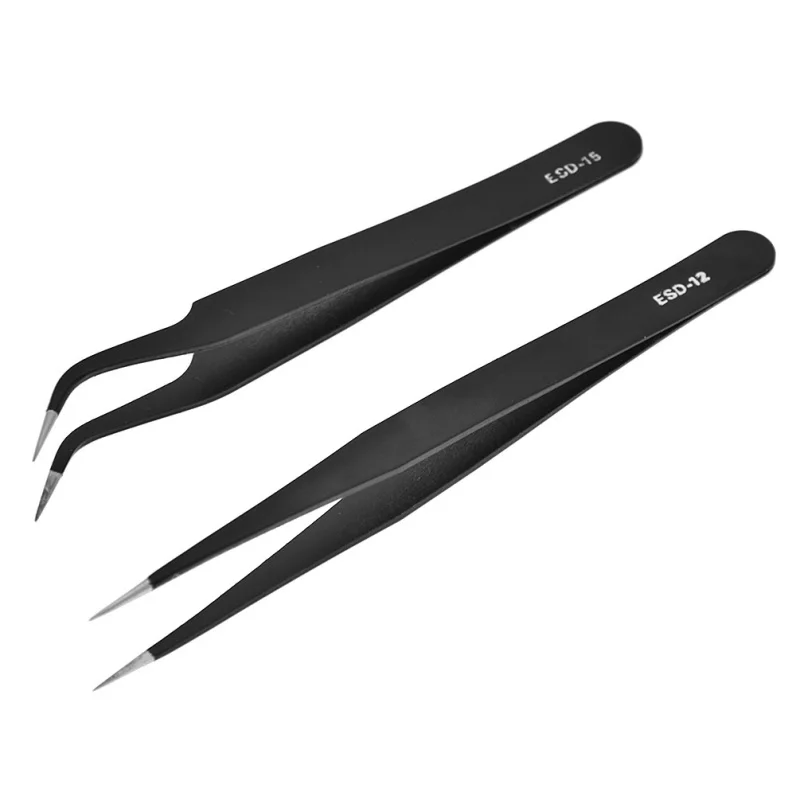 Herramientas de troquelado para proyectos, pinzas de punta fina curvada de 12cm con revestimiento negro preciso, 2019