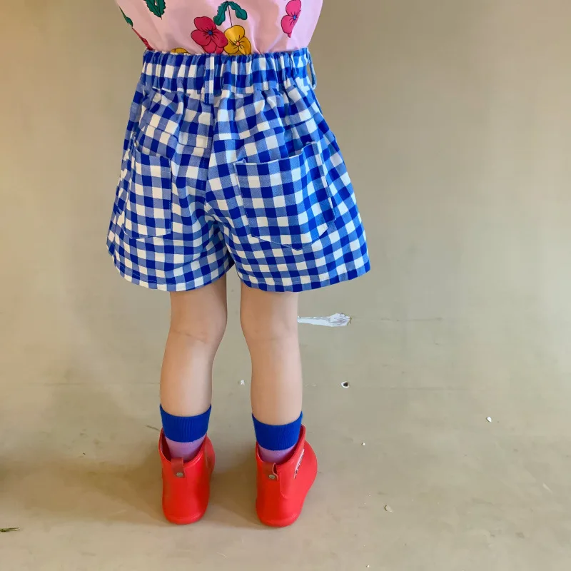 Summer New Boys Girls Plaid Casual Shorts Korean style Cotton Loose All-match Thin Shorts Kids Clothing Hot Pants