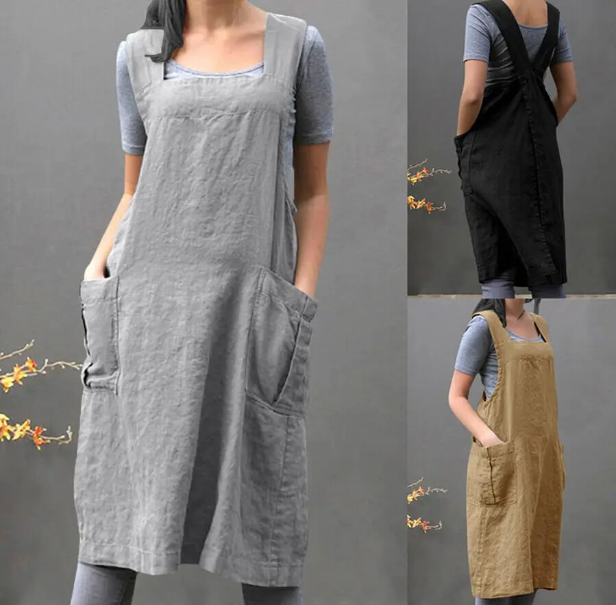 Garden kitchen cooking apron Brief Nordic wind Pleated skirt linen apron Coffee shops and flower shops work aprons for woman