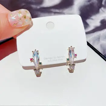 

New Style South Korea Korean Style Hipster Elegant Diamond Set Cactus Ear Stud S925 Silver Needle Crystal Earrings Women's Ear S