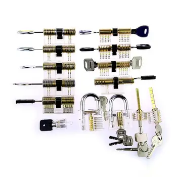 

DishyKooker 14Pcs/Set Transparent Practice Lock Visible Training Skill Door Lock For Locksmith
