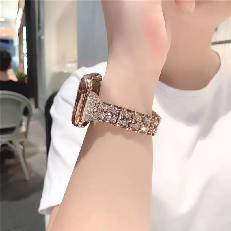 Ремешок из нержавеющей стали для Apple Watch series 654321SE мужской и женский браслет с