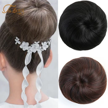 

TALANG Synthetic Hair Bun Elastic Scrunchie Chignon Clips In Fake Hair Extensions High Temperture Fiber Hairpieces Headwear
