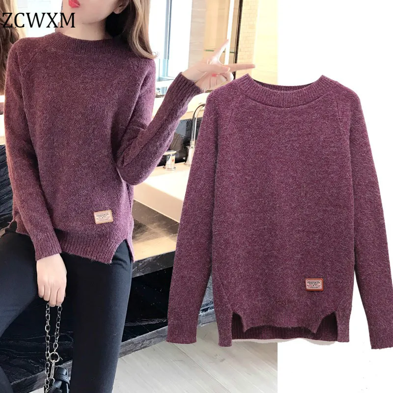 

ZCWXM Women Sweaters And Pullovers Long Sleeve Spring Autumn Femme Solid O-neck Pullover Female Casual Knitted Sweater