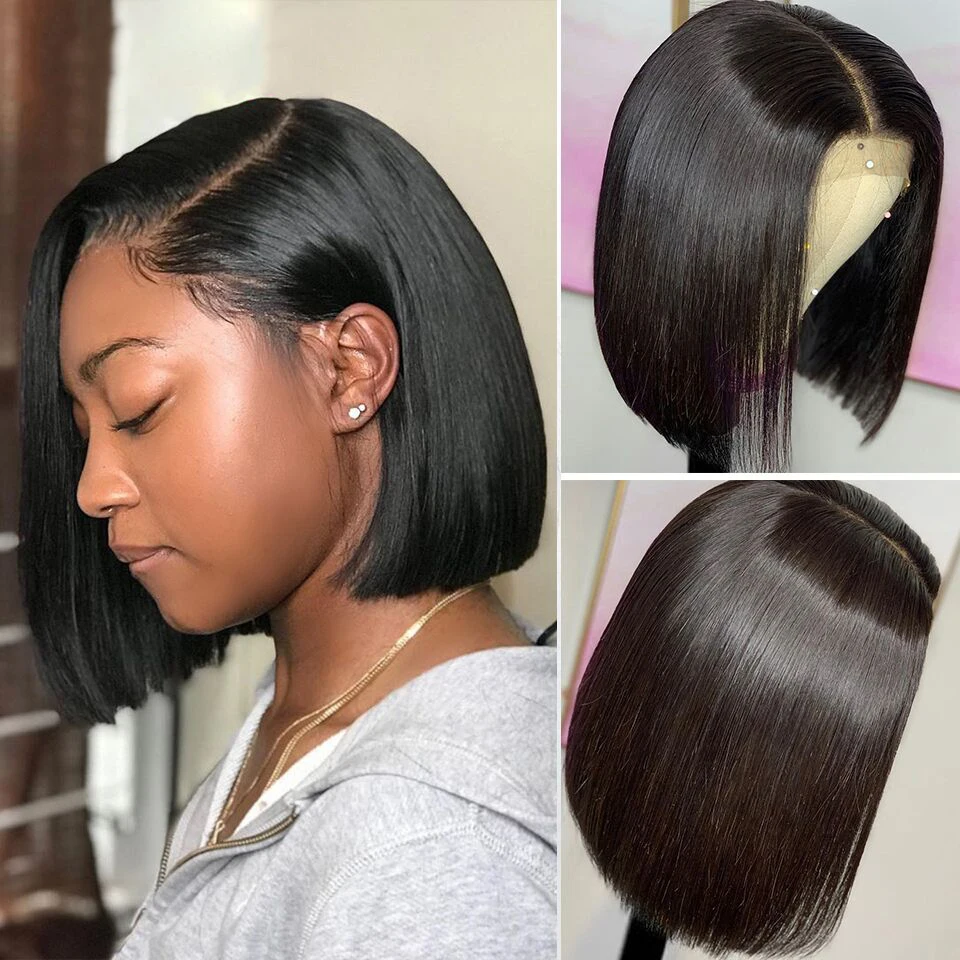 Парик Из прямых волос парик из перуанского Боба MIHAIR 13*4 парики человеческих на