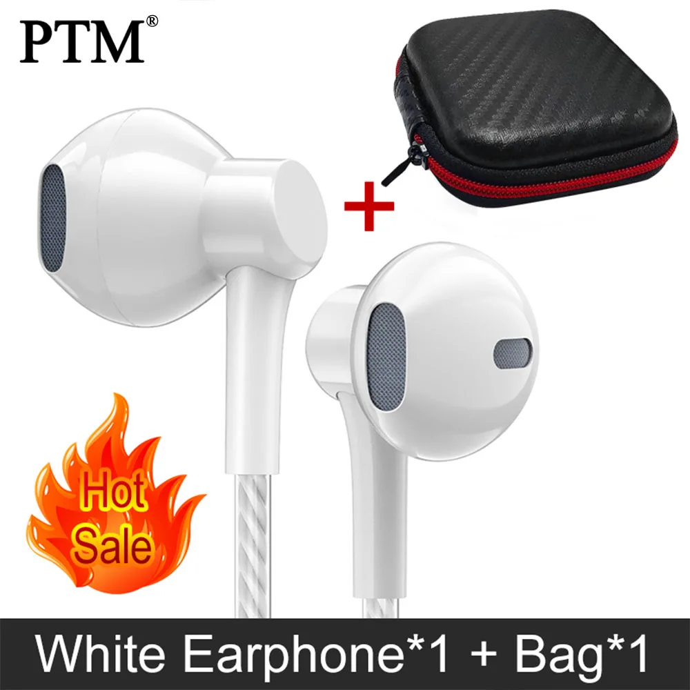 PTM P73 3.5mm Wired Earphone With Mic In-ear Earbuds Earphones With Microphone Universal For Samsung For iPhone 6s Smartphone