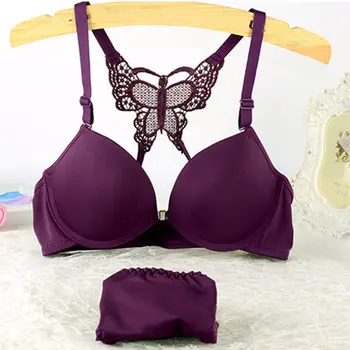 

Women Sexy Lace Underwear Set Seamless Push Up Underwire Brassiere & Panty Front Closure Three Quarters Cup Lingerie Set