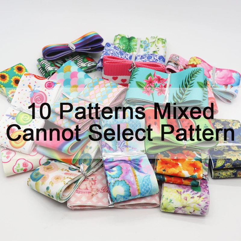 Grosgrain Ribbon 10 Designs 10Yards/Lot Cartoon Flowers for Hair Bows DIY