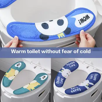 

Cartoon Soft Toilet Seat Cover Pad Washable Health Sticky Waterproof Toilet Mat Cover Bathroom Closestool Protector