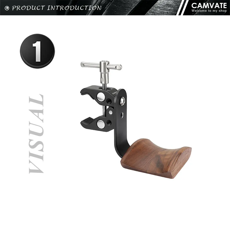 Universal Wooden Headphone/Headset Stand Hanger With Super Crab Clamp & 1/4"-20