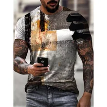 2021 New 3D Retro Short-sleeved O-neck Tiger Print T-shirt O-neck Urban Trend European and American Men's Short-sleeved T-shirt