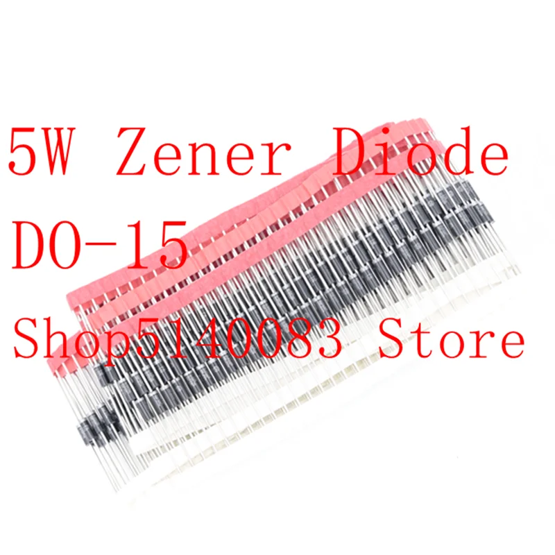 100 unids/lote 5W, diodo zener 1N5351B 1N5383B 1N5344B 1N5343B 1N5333B 1N5340B 1N5368B 1N5365B 1N5364B 1n537534b