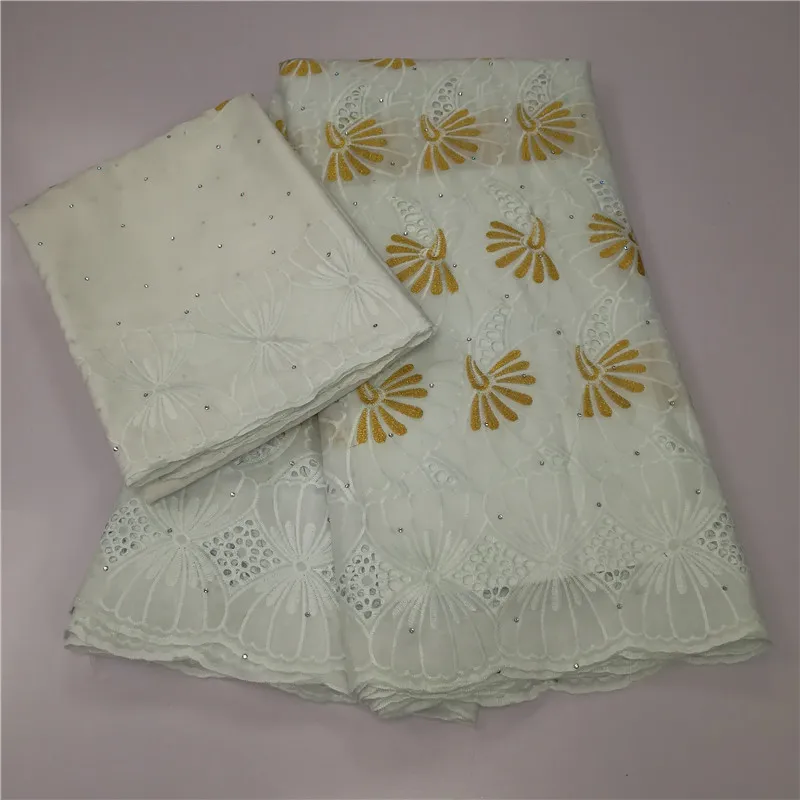 Желтый сухой кружевных тканей высокого Качественный хлопок кружево швейцарская вуаль кружевная ткань из Дубая Африканское парчовое ткань 5+ 2 м