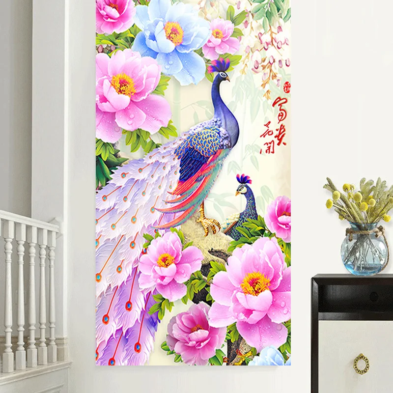 QIANZEHUI-DIY-Diamond-Embroidery-Round-Diamond-Blossoming-rich-peacock-Full-embroider-Diamond-painting-cross-stitch-needlework (2)
