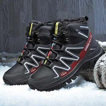 

Plus Size 13 14 Men Boots Winter Fur Warm Ankle Snow Boots Man High Quality Rubber Booties Male Sneakers Shoes Tenis Masculino