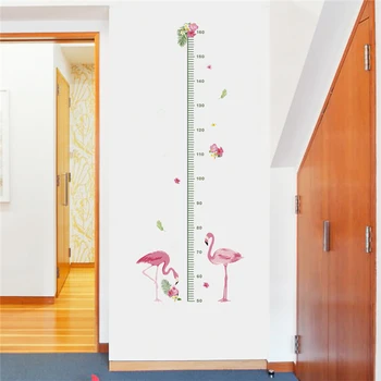 

Passionate Flamingo Growth Chart PVC Wall Stickers Home Decor Living Room Cartoon Animal Height Measure Wall DIY Mural Art Decal