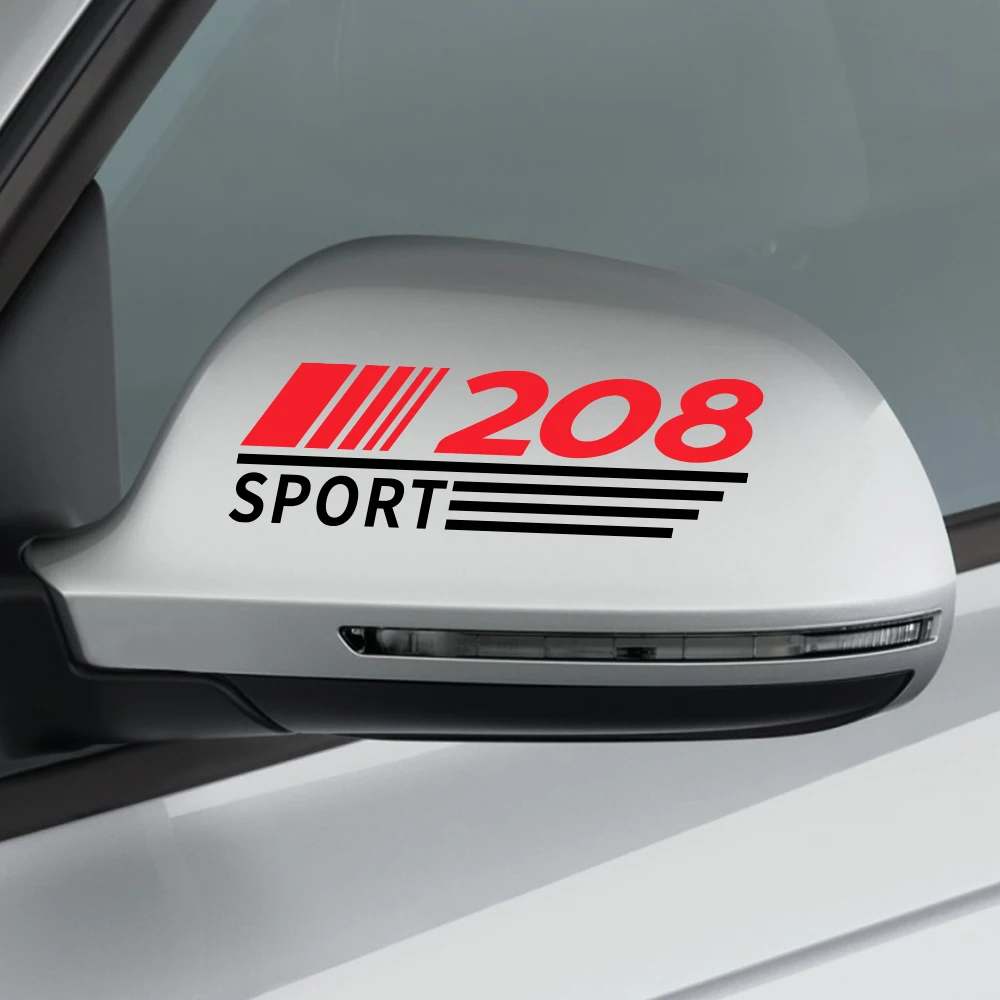 

2PCS Car Sport Styling Rearview Mirror Decoration Stickers For Peugeot 208 Auto Trim Reflective Vinyl PVC Decals Car Accessories