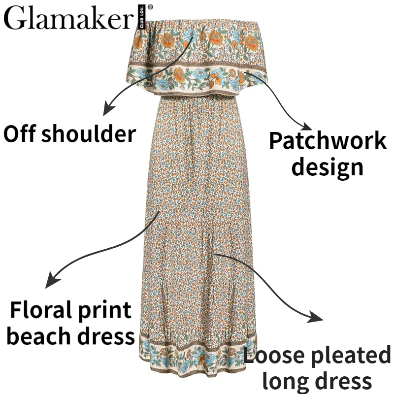 Glamaker-Off-shoulder-holiday-wear-boho-long-dress-Women-floral-print-summer-beach-dress-Sexy-backless
