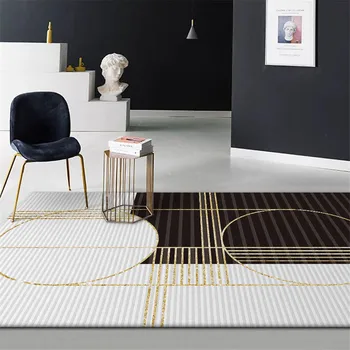 

Wishstar Black And White Gold Strip Carpet For Bedroom Modren Large Style Rugs Carpet Room Living Mediterranean Geometric Europe