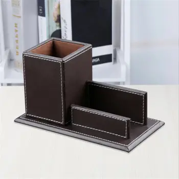 

Creative High - end Fashion Simple Rectangular PU Leather Pen Holder Business Card Holder Storage Box Small Items Storage Box