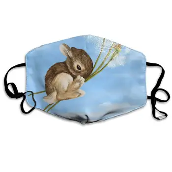 

Hare Flying by Dandelion in The Air Bunny Rabbits PaintingOutdoor Sun Half Face Masks for Men's Motorcycling Windproof Face