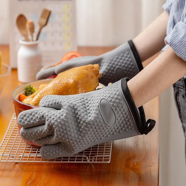 Double Oven Mitt Kitchen Baking Silicone Oven Mitts Heat Resistant