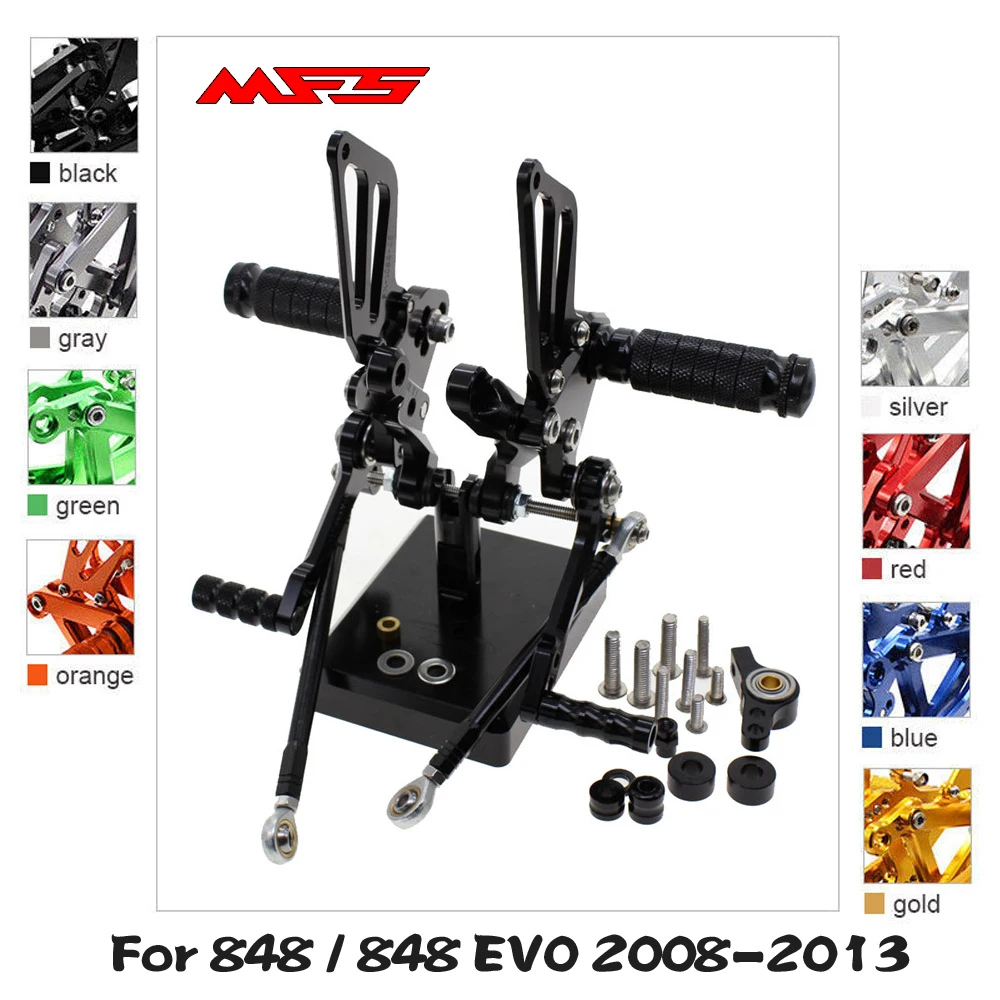 MFS мотоцикл Rearset CNC Регулируемые подножки Аксессуары Для Ducati 848 EV0 2008 2009 2010 2011 2012 2013