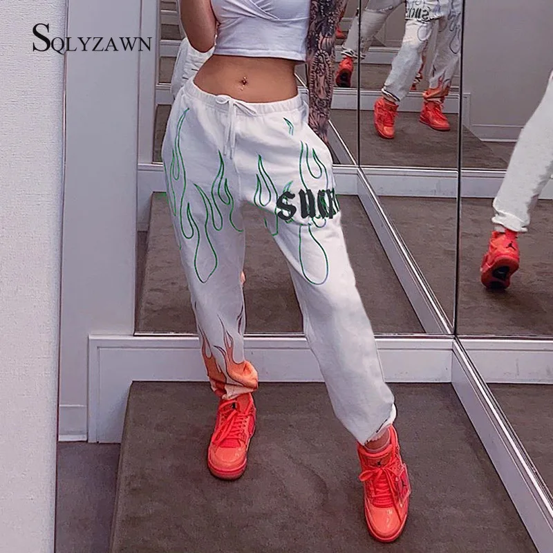 White Flaming Fire Printed Streetwear 