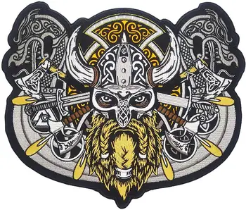 

Viking Warrior of Odin Large Embroidered Back Patch for Motorcycle Jacket & Biker Vest Iron on Patches for Clothes Punk Applique
