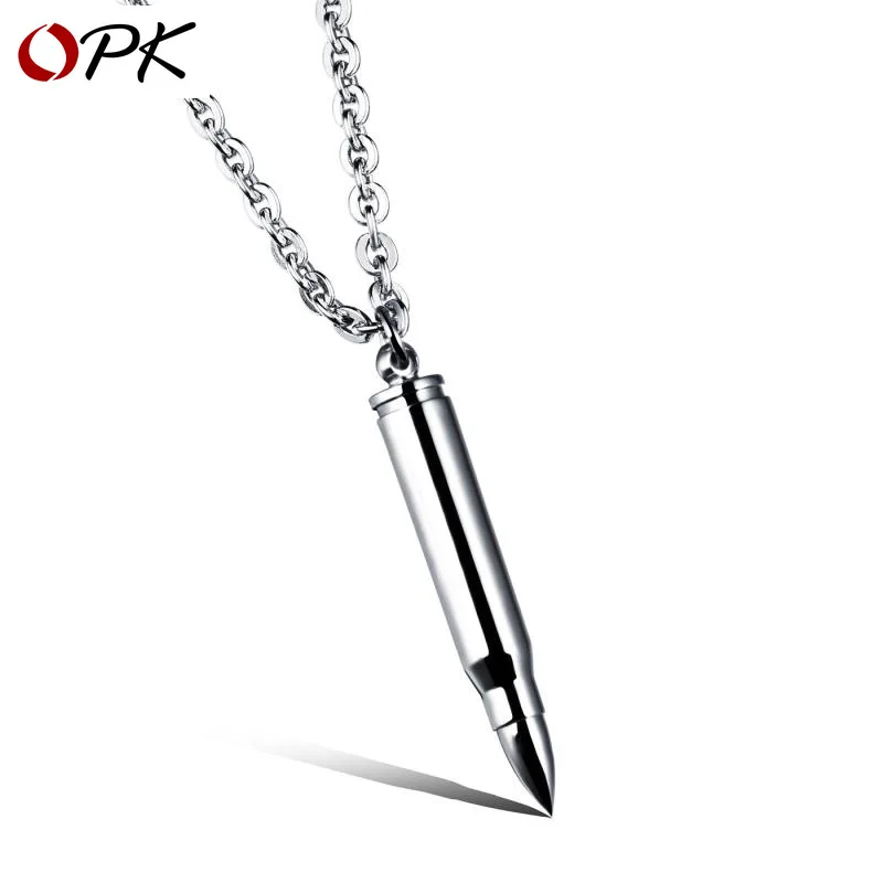 

AliExpress Amazon Hot Sales Bullet Pendant Titanium Steel Cool MEN'S Necklace Three-Color Selectable
