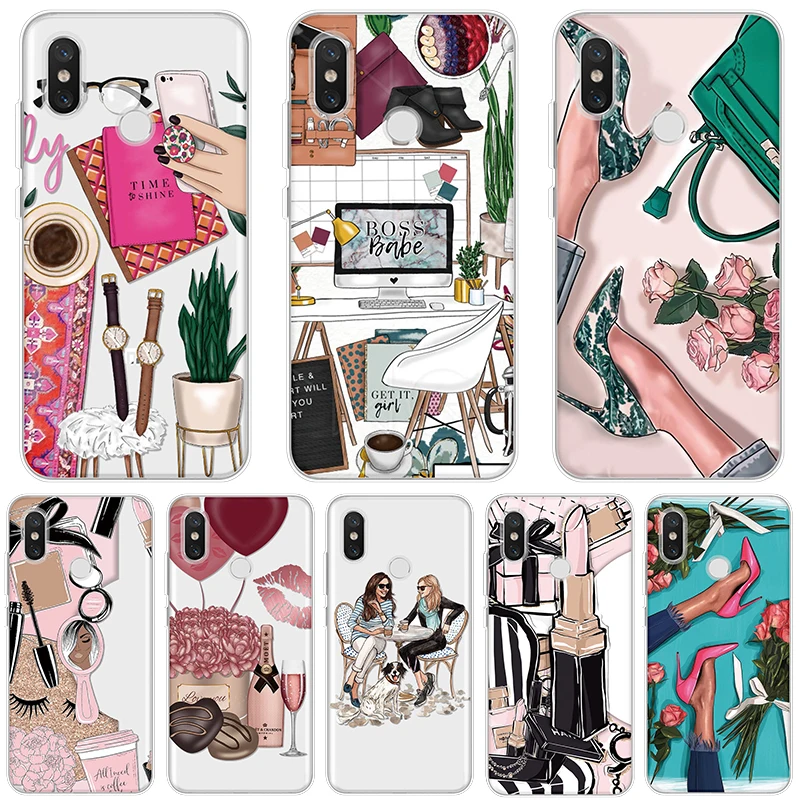 

Black Brown Hair Make up Fashion Case For Xiaomi Redmi Note 6 7 5 Plus S2 Go 4A 4X 6A 3 3S 4 Pro 5A Soft TPU Case For Redmi S2