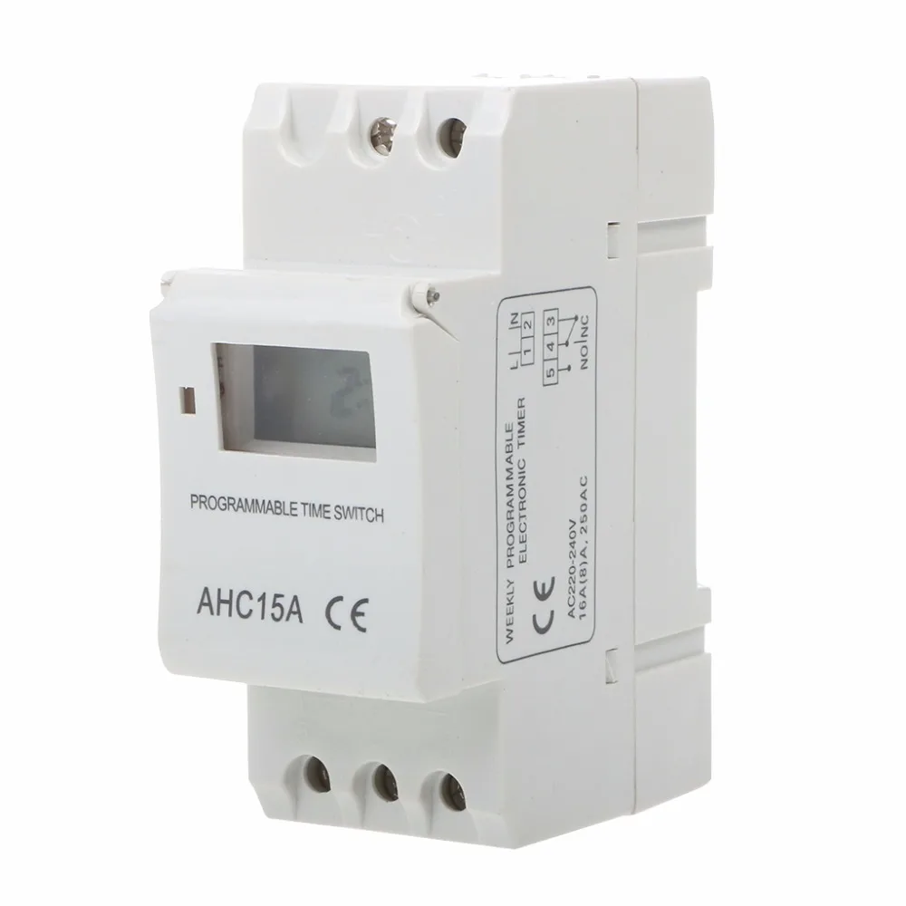 AC 220V 16A программируемый цифровой таймер переключатель реле управления Din рейку переключатель времени