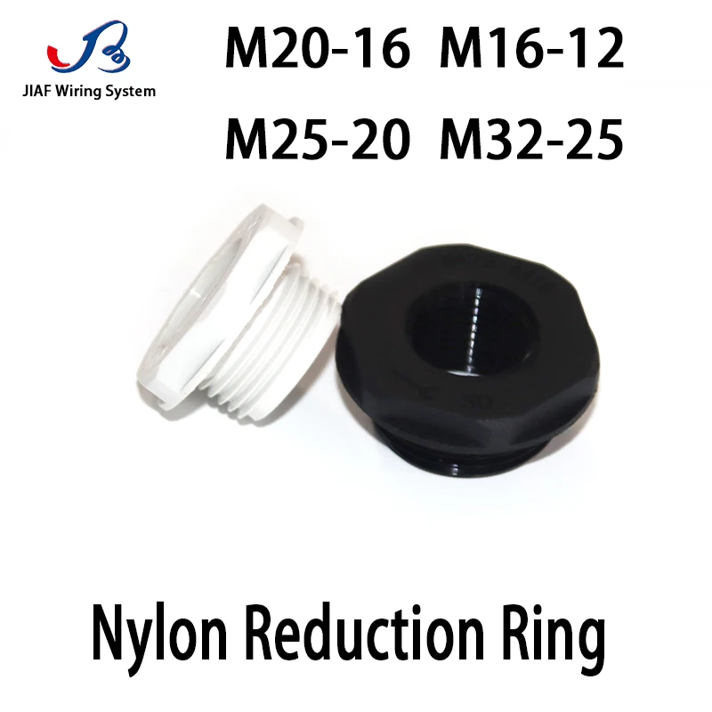 JIAF 10pcs Nylon Reducing Ring PG16 to PG11 Black Shrink Ring PG13.5 to PG9 Gray Metric Thread Change Diameter