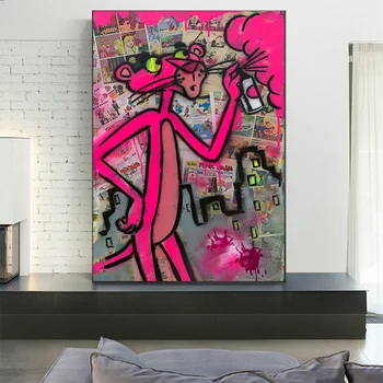 Pink Panther Pop Art Graffitti Printed on Canvas 3