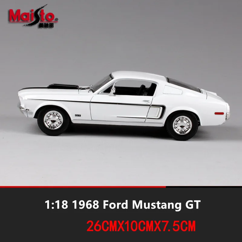 Maisto 1:18 1968 Ford Mustang GT Модель автомобиля из сплава Модель автомобиля украшение автомобиля коллекция Подарочная игрушка Литье под давлением модель игрушка для мальчиков