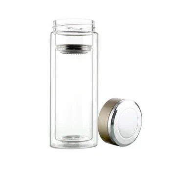 

Portable Double Walled Cups 500ML Clear Glass Mugs Heat-proof Sealed leakproof Drinking Cup